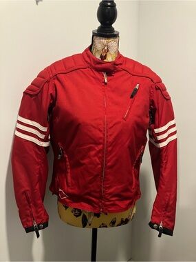 Power Trip Red Women's Padded Armoured Motorcycle Jacket Biker Size Large